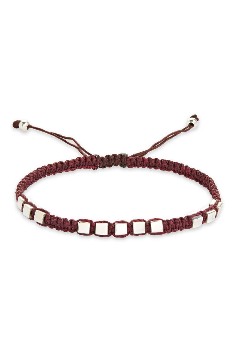 Eleven Silver Macramé Bracelet, Main, color, BURGUNDY