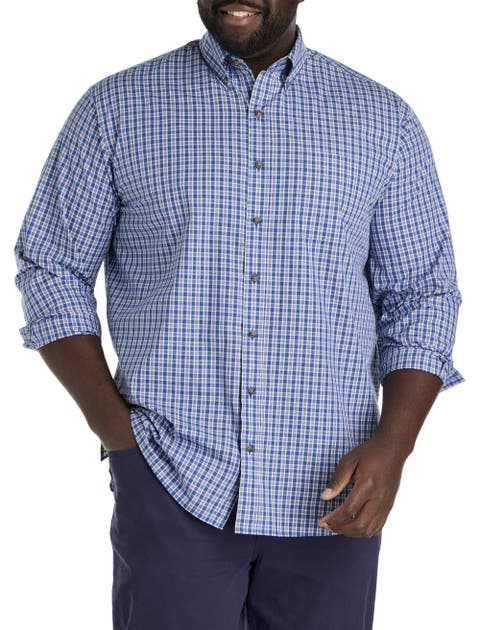 Big & Tall Easy-Care Small Plaid Sport Shirt