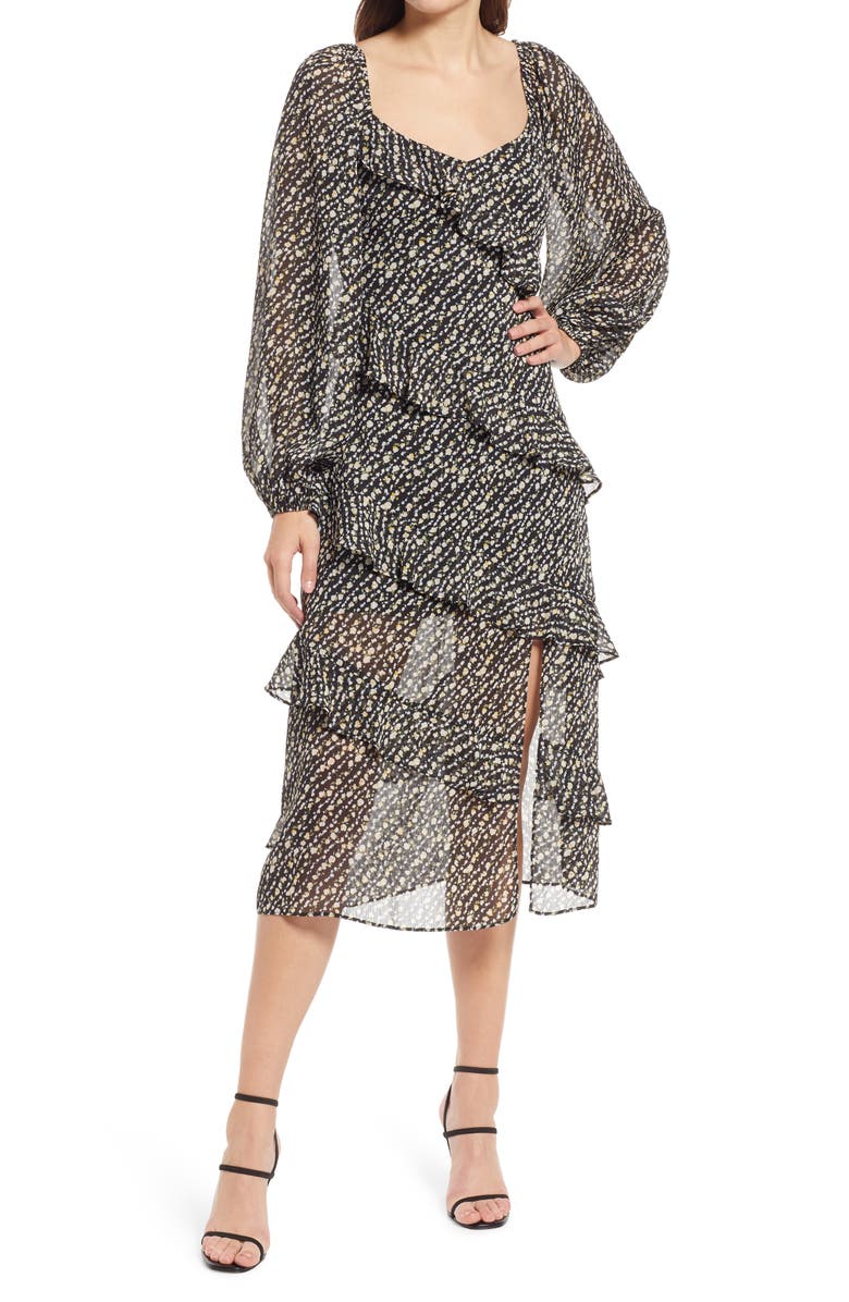 FLORET STUDIOS Long Sleeve Layered Midi Dress, Main, color, 