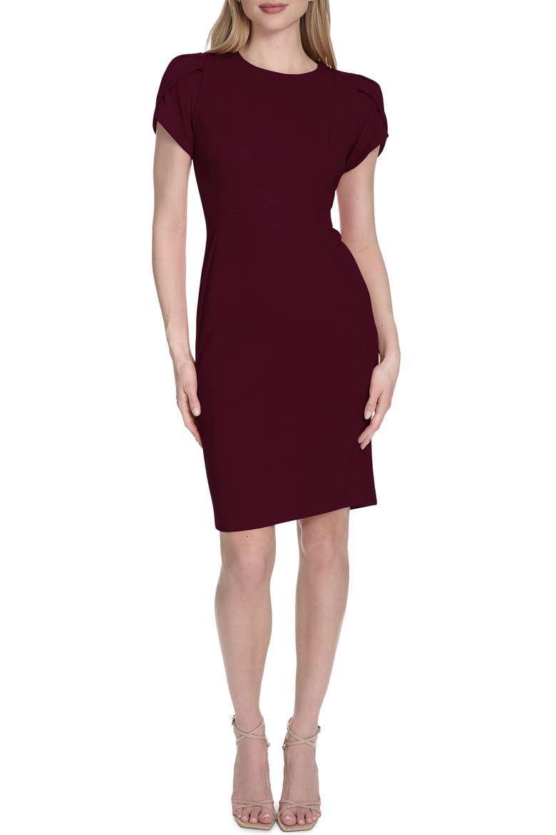 Tulip Sleeve Sheath Dress, Main, color, AUBERGINE
