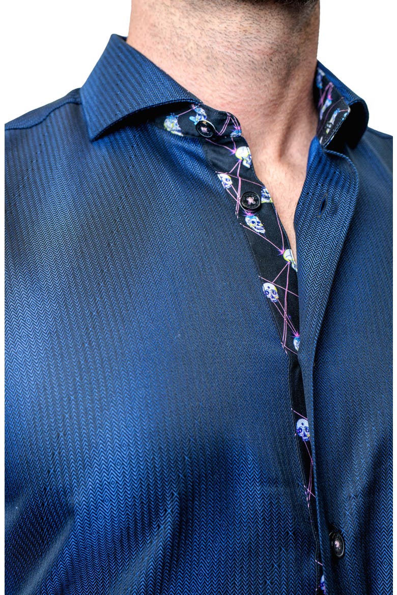 Einstein Stripe Blue Contemporary Fit Button-Up Shirt, Alternate, color, BLUE