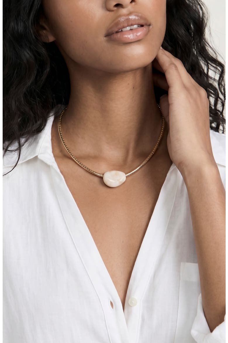 Turquoise Pendant Bead Necklace, Alternate, color, BONE