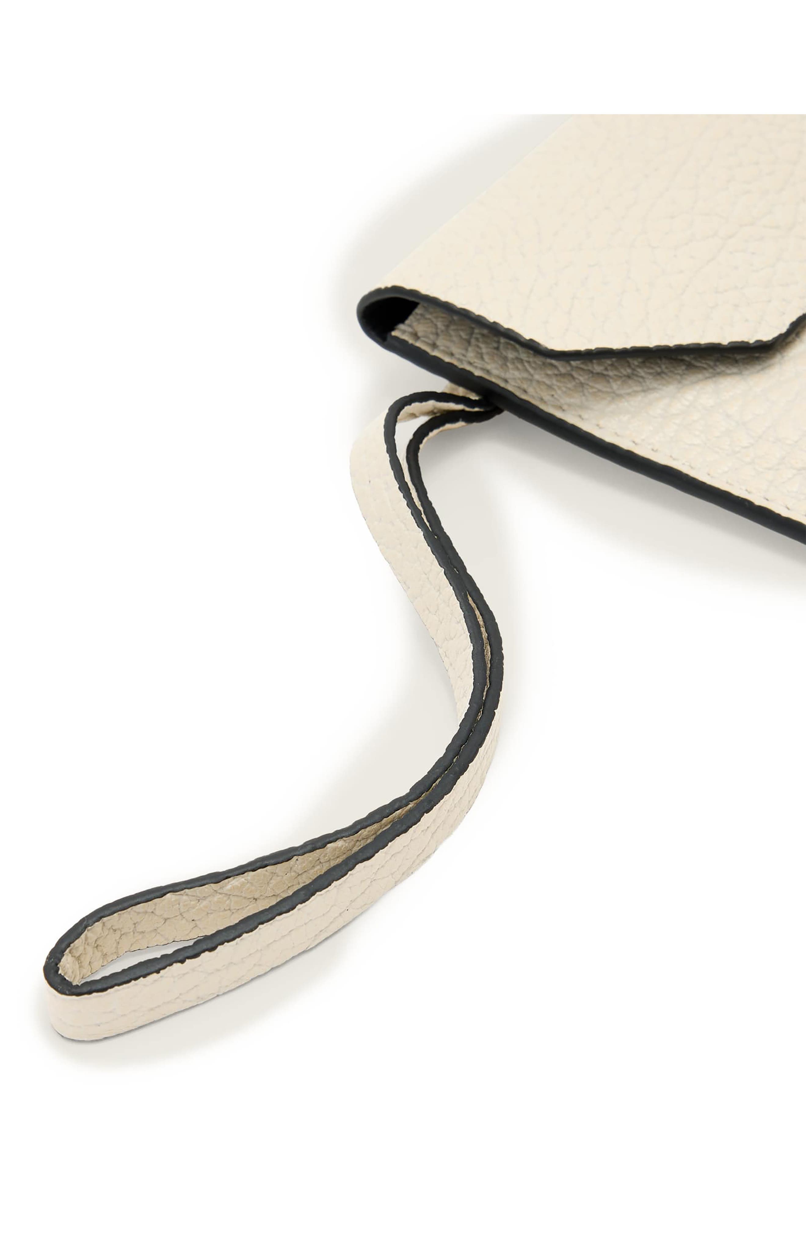 AllSaints Ursa Leather Pouch Wristlet, Alternate, color, Sahara White