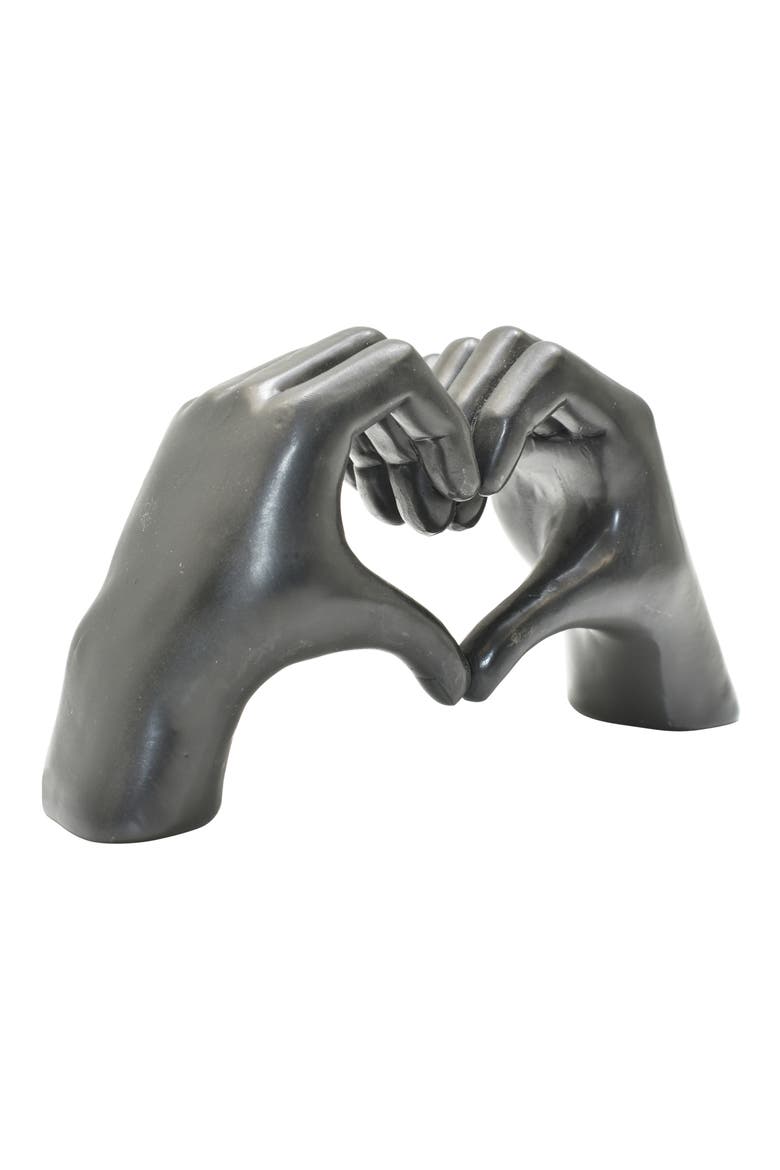 Heart Sign Hands Sculpture, Alternate, color, BLACK