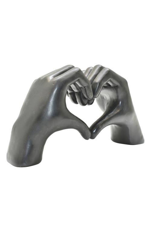 Kinetic Heart Sign Hands Sculpture In Black