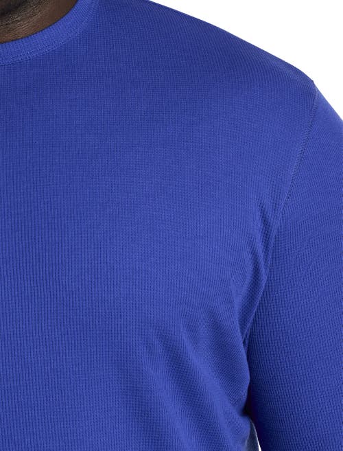 Harbor Bay By Dxl Big & Tall Long-sleeve Waffle-knit Crewneck Tee In Blue