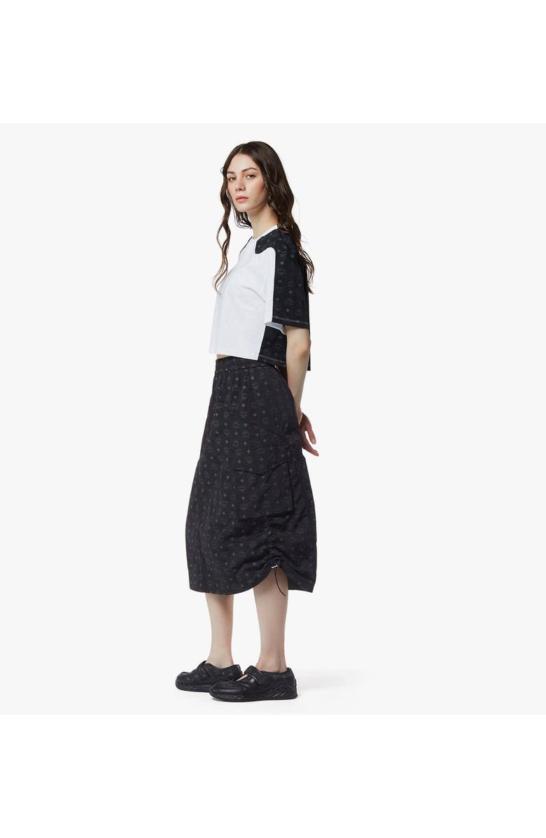 MCM Monogram Midi Skirt in Recycled Nylon, Alternate, color, Black