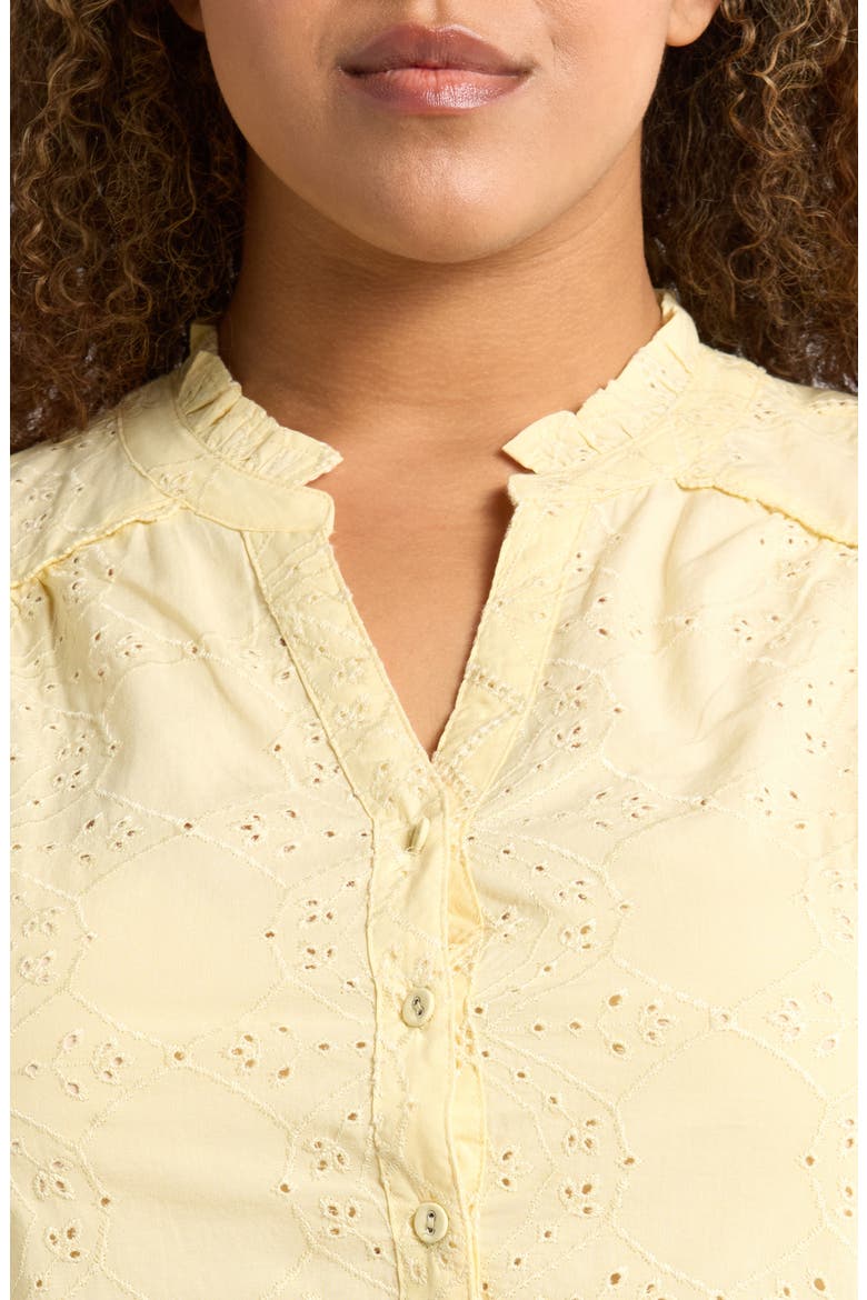 Below Eyelet Lantern Sleeve Top, Alternate, color, BUTTERCREAM