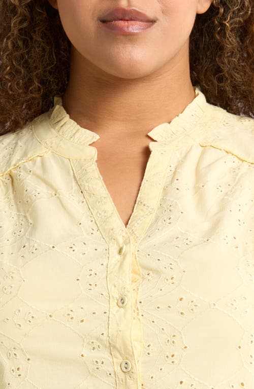 Wit & Wisdom Below Eyelet Lantern Sleeve Top In Buttercream