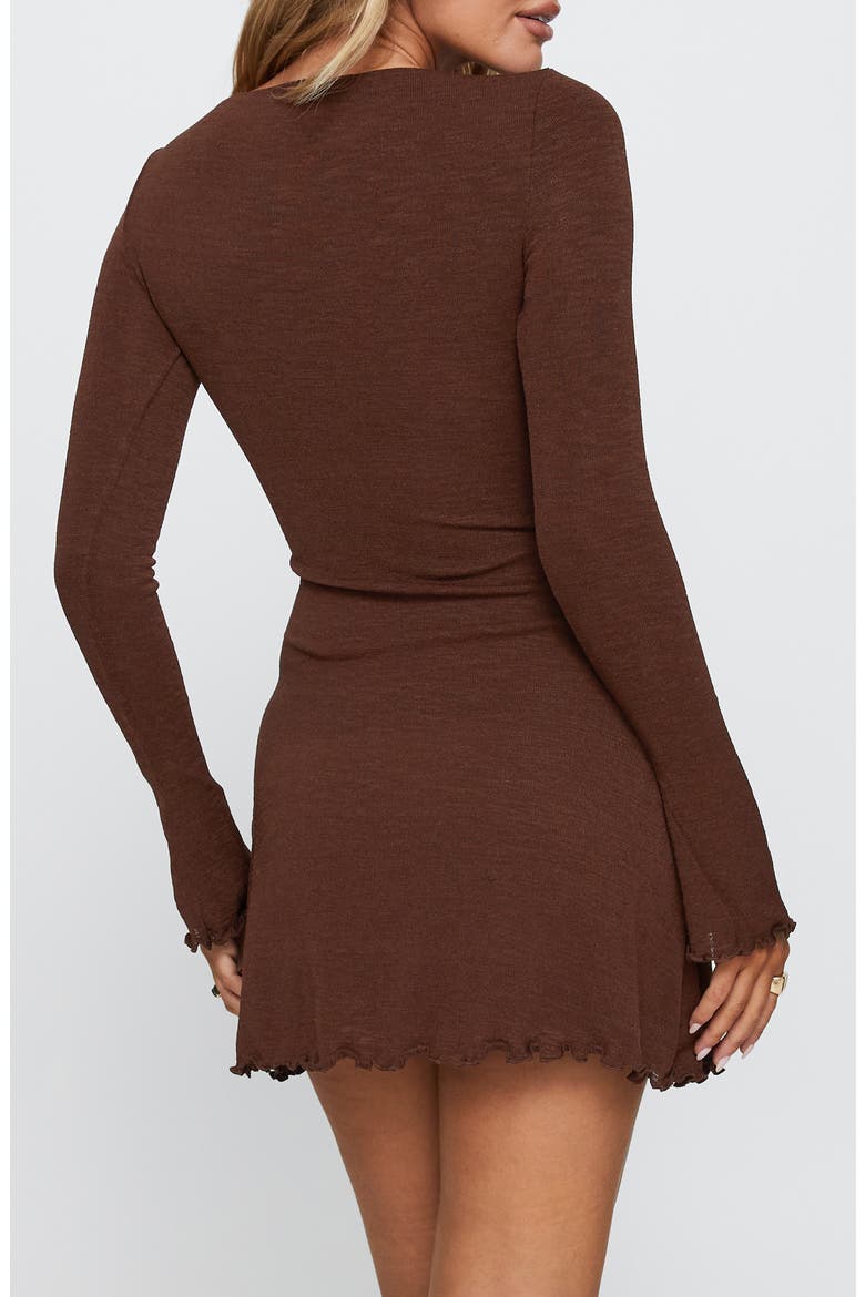Dejonge Ring Detail Long Sleeve Minidress, Alternate, color, BROWN