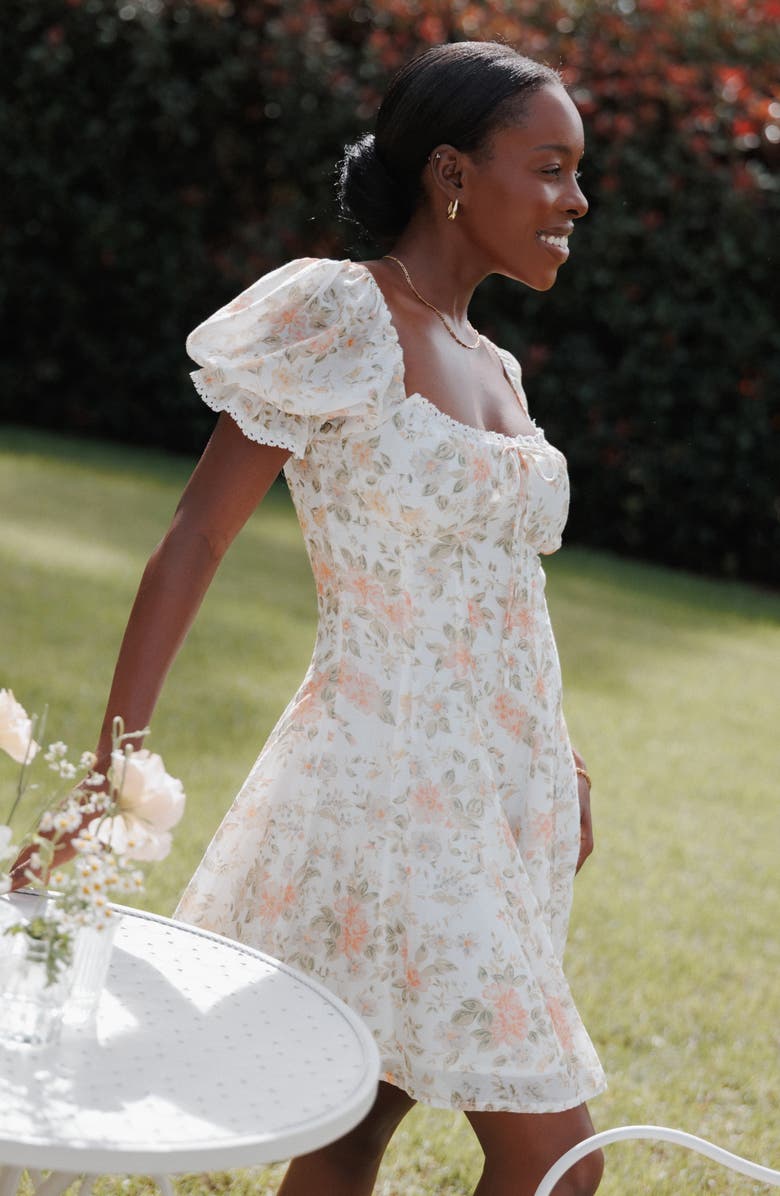 Petal & Pup Lavia Floral Puff Sleeve Fit & Flare Minidress, Alternate, color, 