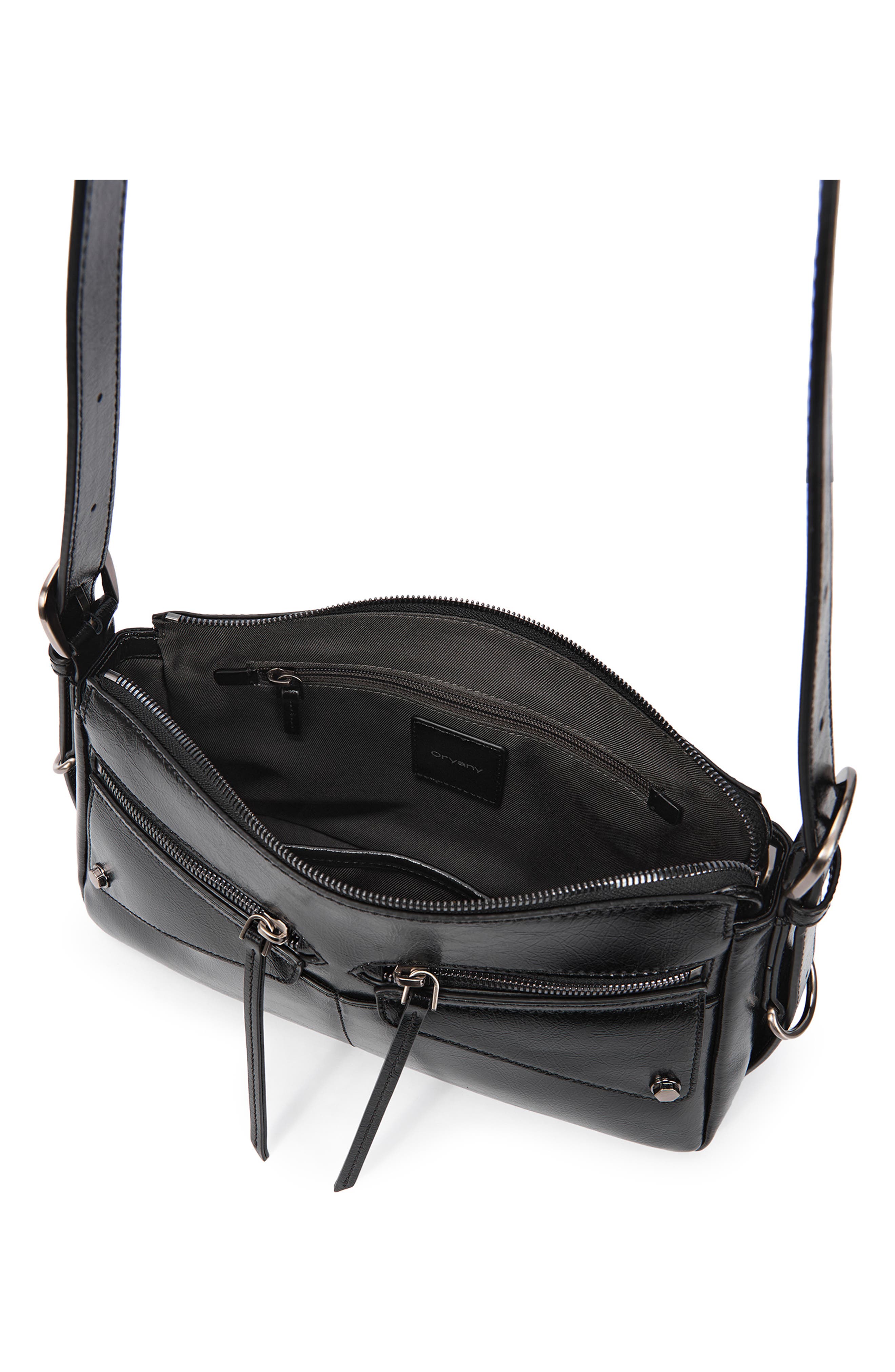 Oryany Moto Leather Shoulder Bag, Alternate, color, Black