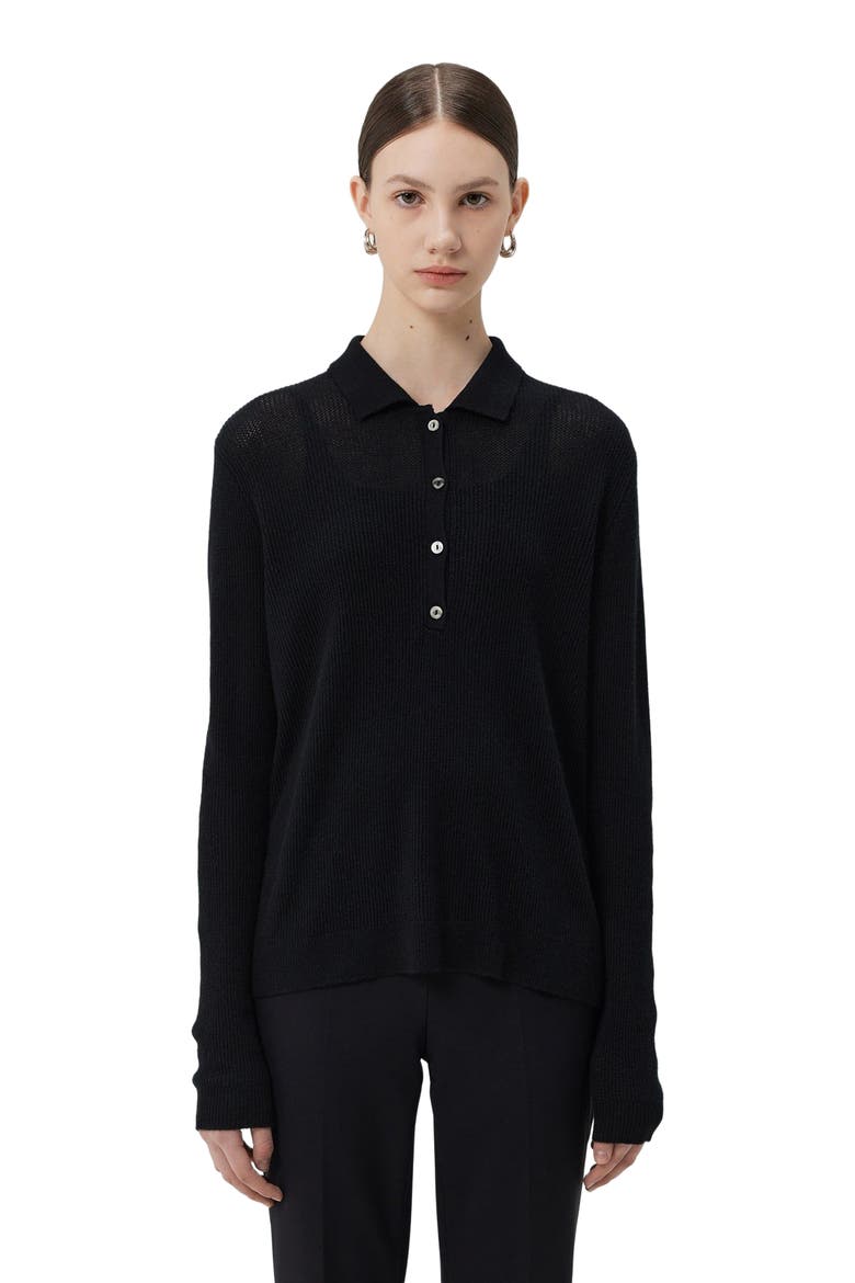 Women's Cashmere Polo, Alternate, color, black