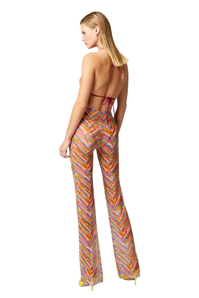 Straight Trousers In Printed Tulle, Alternate, color, Orange Multicoloured