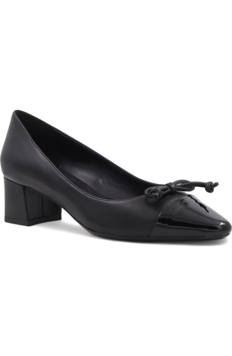 Aquatalia Palica Weatherproof Pointed Cap Toe Pump, Main, color, Black/ Black Nappa