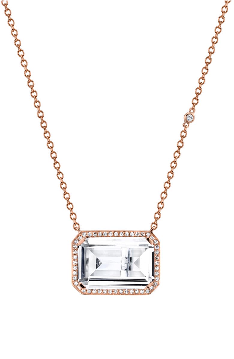 SHAY Deco Eye White Topaz & Diamond Portrait Pendant Necklace, Main, color, 