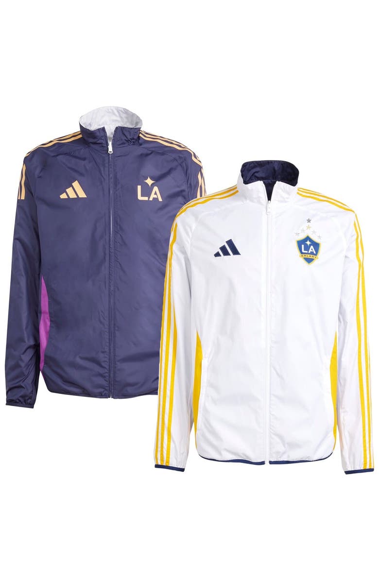 adidas Men's adidas White/Navy LA Galaxy 2025 Anthem Reversible Full-Zip Jacket, Main, color, White