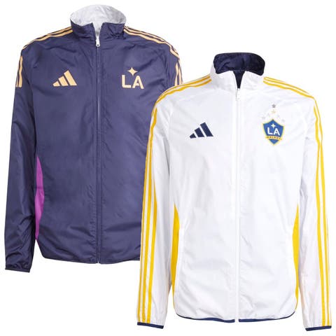 Men's adidas White/Navy LA Galaxy 2025 Anthem Reversible Full-Zip Jacket