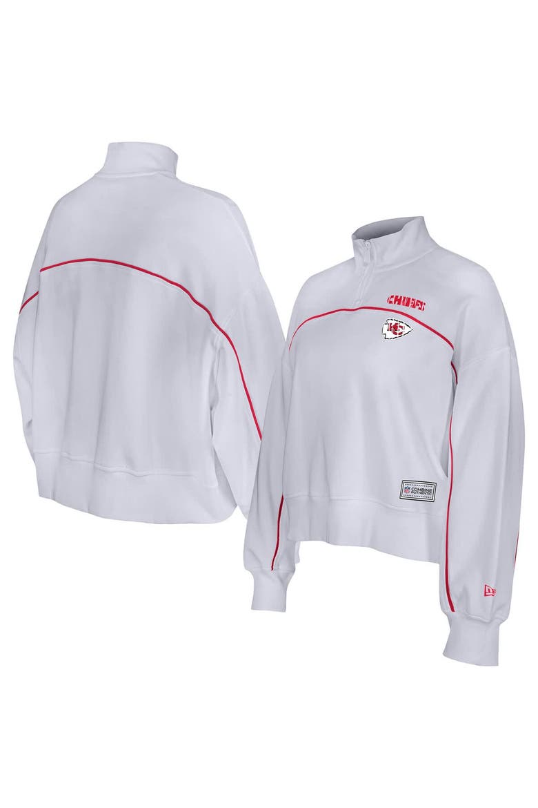 Women's New Era White Kansas City Chiefs Functional Fandom Quarter-Zip Sweatshirt, Main, color, White