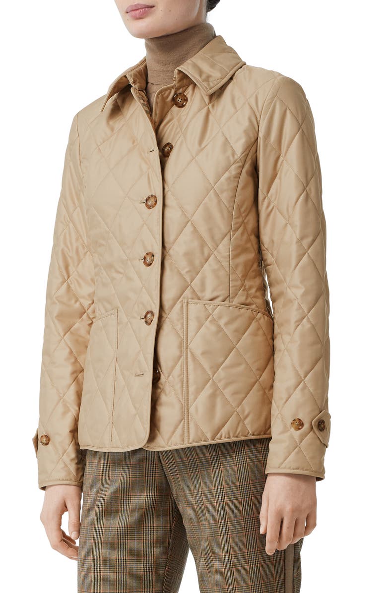Burberry Fernleigh Thermoregulated Diamond Quilted Jacket, Main, color, New Chino