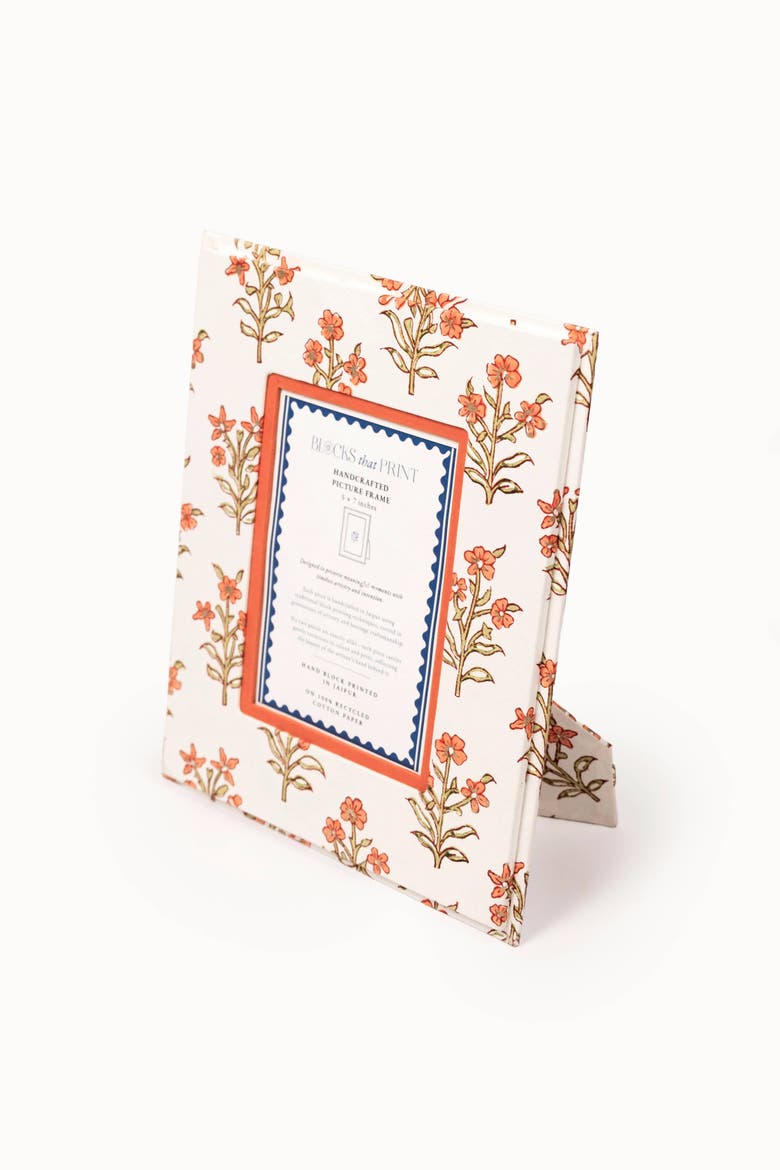 Block Print Photo Frame Leela, Main, color, Apricot