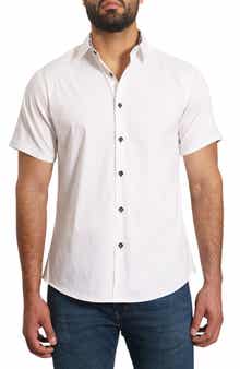 Jared Lang Trim Fit Solid Cotton Short Sleeve Button-Up Shirt