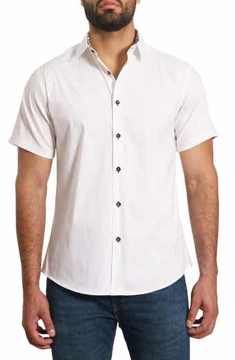 Jared Lang Trim Fit Solid Cotton Short Sleeve Button-Up Shirt