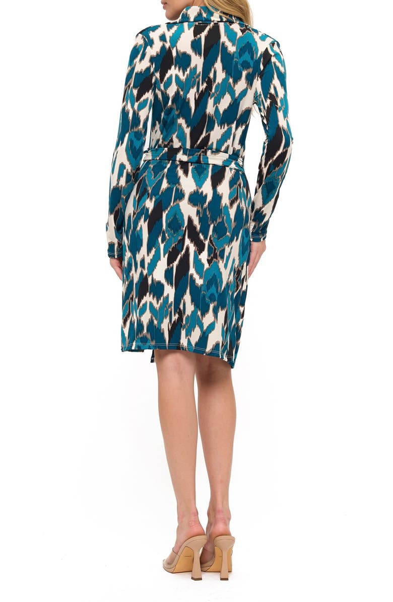 O.L. Long Sleeve Faux Wrap Dress, Alternate, color, Jade