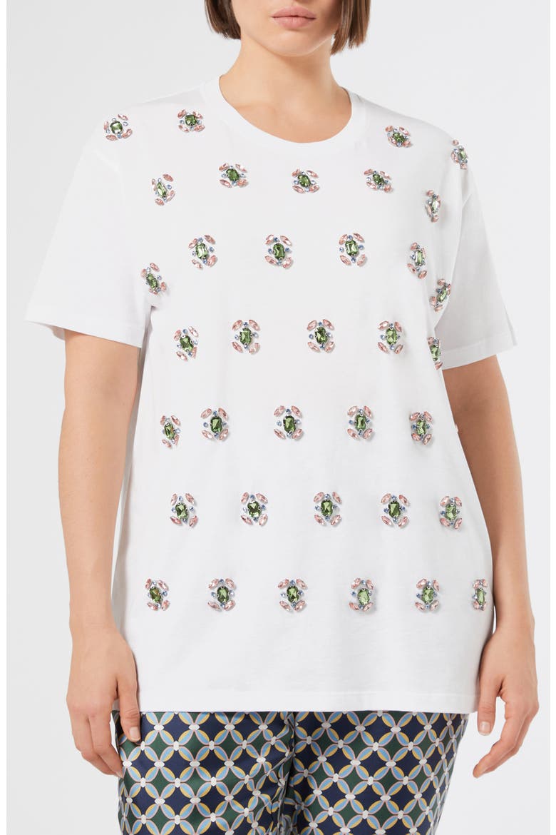Reed Embellished Cotton T-Shirt, Main, color, OPTICAL WHITE
