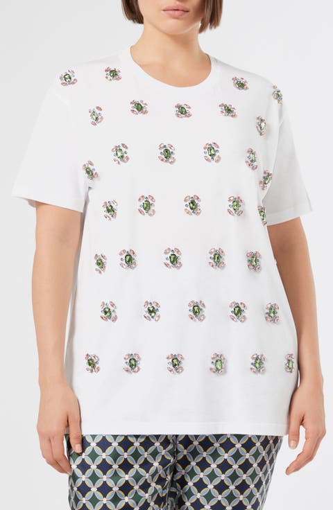 Reed Embellished Cotton T-Shirt (Plus)