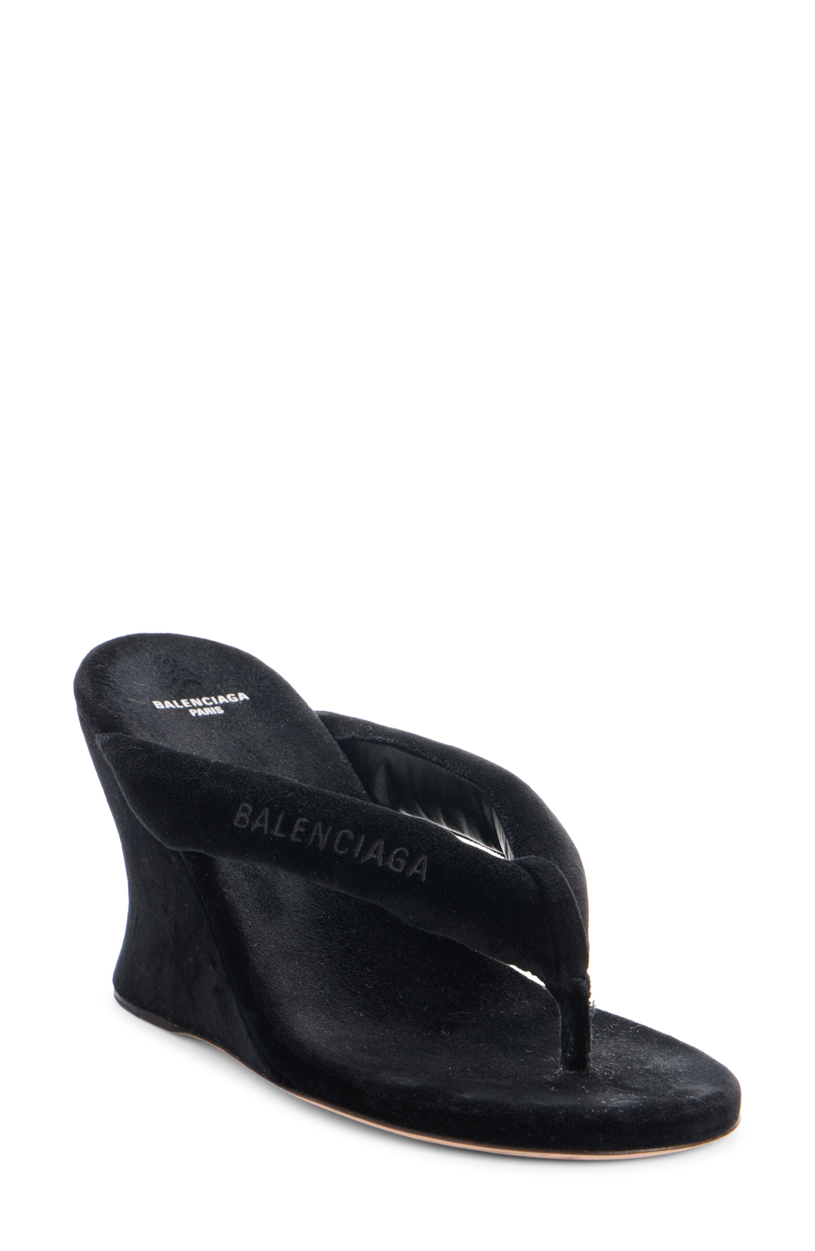 Balenciaga Gaeta Wedge Thong Sandal, Main, color, Black