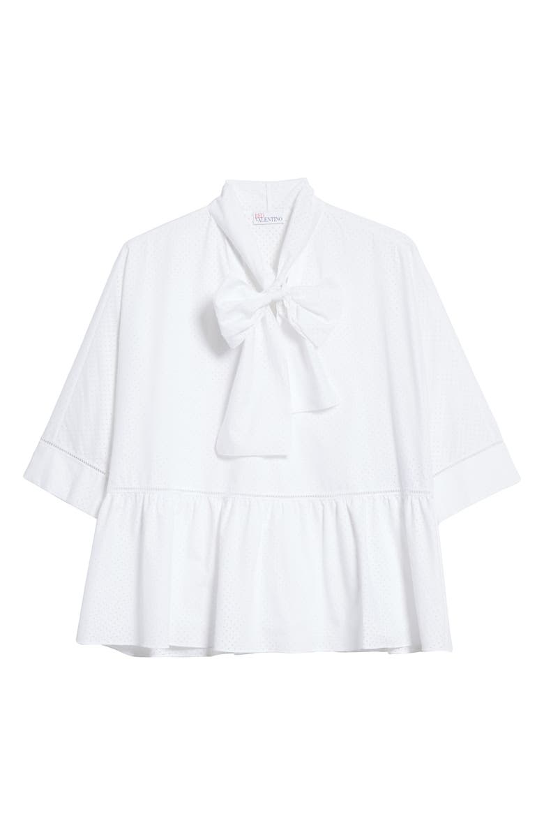 RED Valentino Ruffle Hem Cotton Top, Alternate, color,