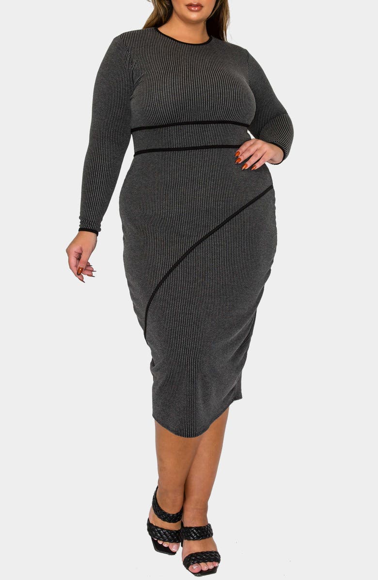 L I V D Elora Rib Sweater Dress, Alternate, color, Charcoal Black