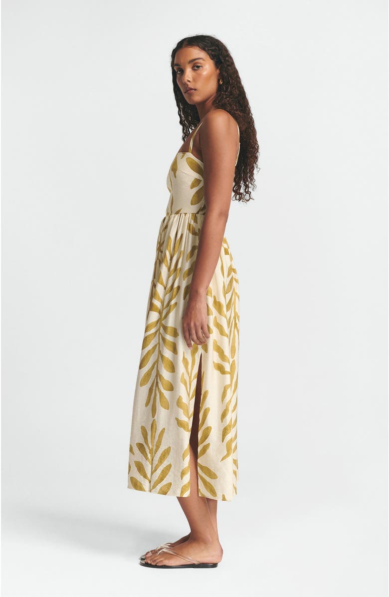 ST MRLO Lanah Midi Dress, Alternate, color, Golden Leaf