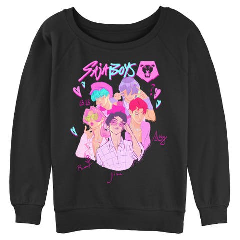 Junior's Kpop Demon Hunters Saja Boys Hearts and Kisses  Sweatshirt