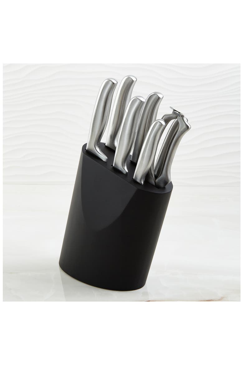 Dina Frame 8-Piece Knife Block, Main, color, BLACK/ SILVER