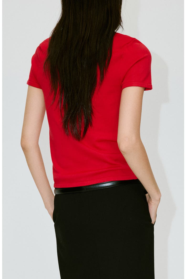 Short Sleeve Fine Knit Sweater, Alternate, color, RED