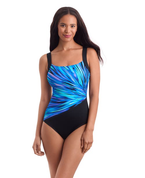 Shapesolver Sport Squareneck Illusion Tank Chlorine Resistant One-piece Swimsuit