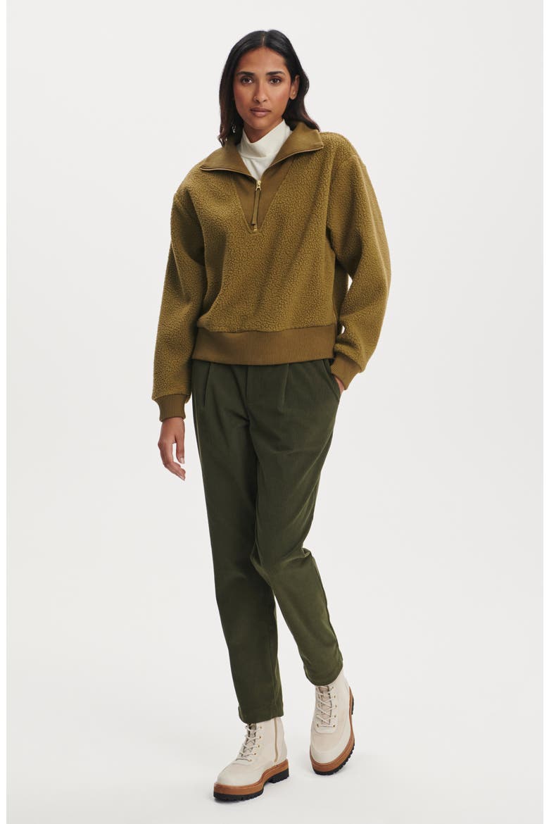Jaylin High Pile Fleece Half-Zip Pullover, Alternate, color, OLIVE LEAF