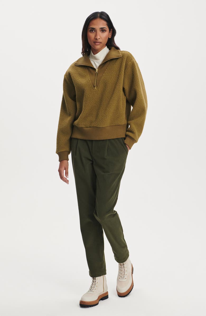 Varley Jaylin High Pile Fleece Half-Zip Pullover, Alternate, color, Olive Leaf