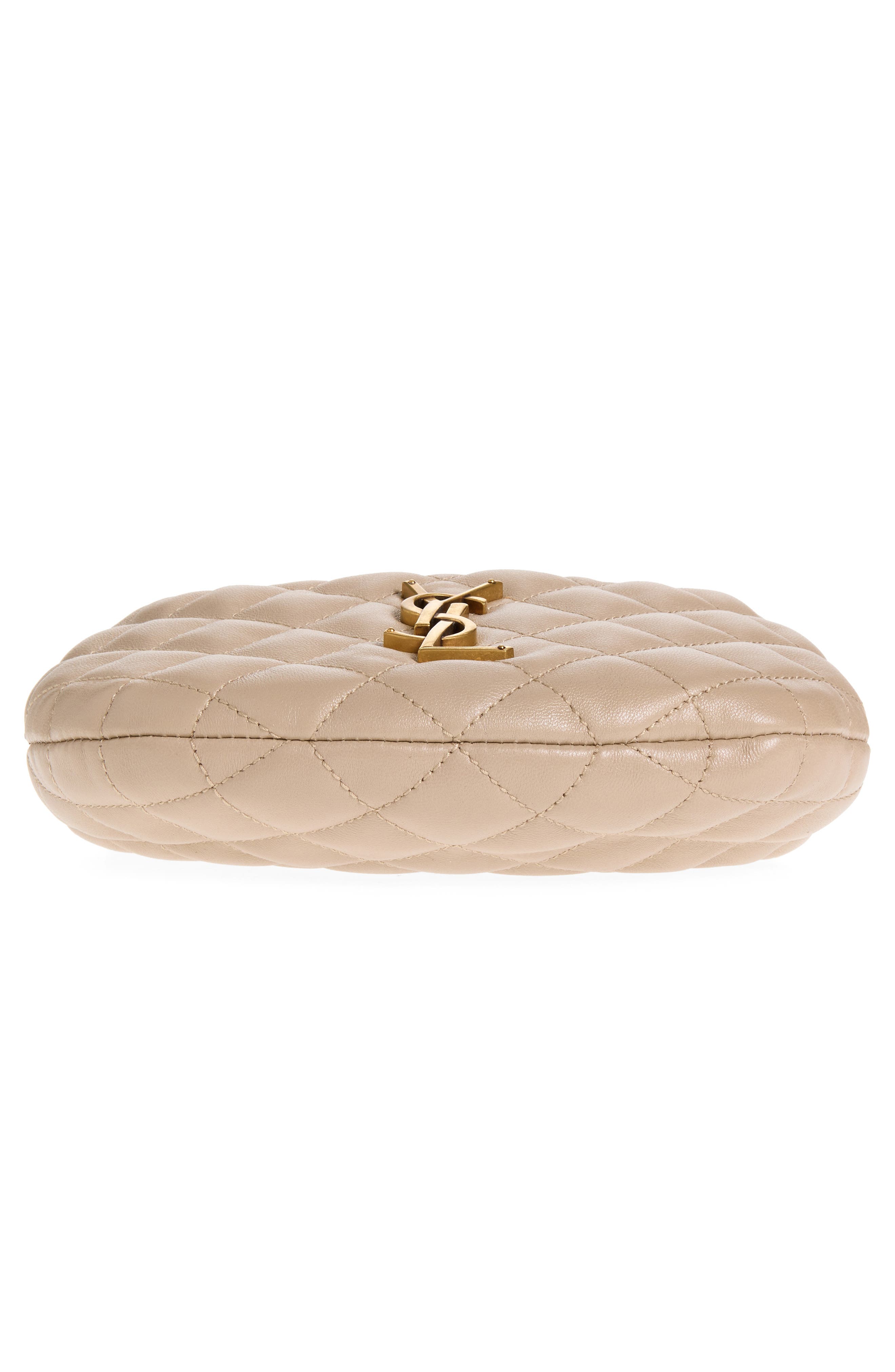 Icarino Mini Quilted Nappa Leather Crossbody Bag, Alternate, color, DARK BEIGE