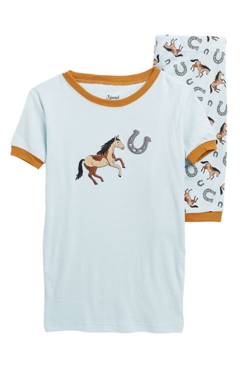 Kids Short Sleeve Cotton Striped Matching Family Pajamas