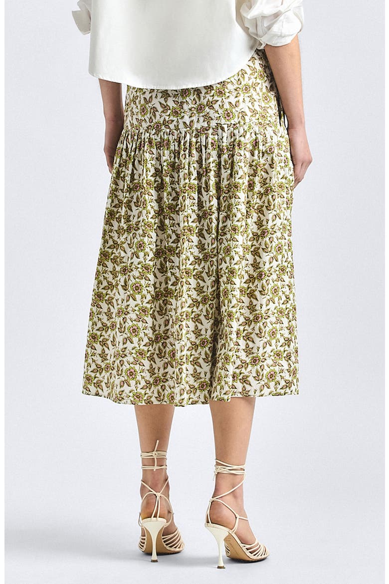 Beau Floral Midi Skirt, Alternate, color, GREEN/ PINK FLORAL