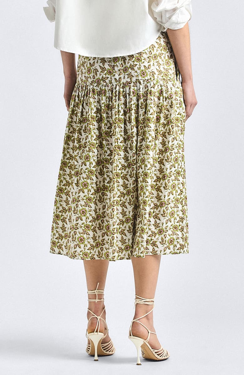 Derek Lam 10 Crosby Beau Floral Midi Skirt, Alternate, color, Green/ Pink Floral