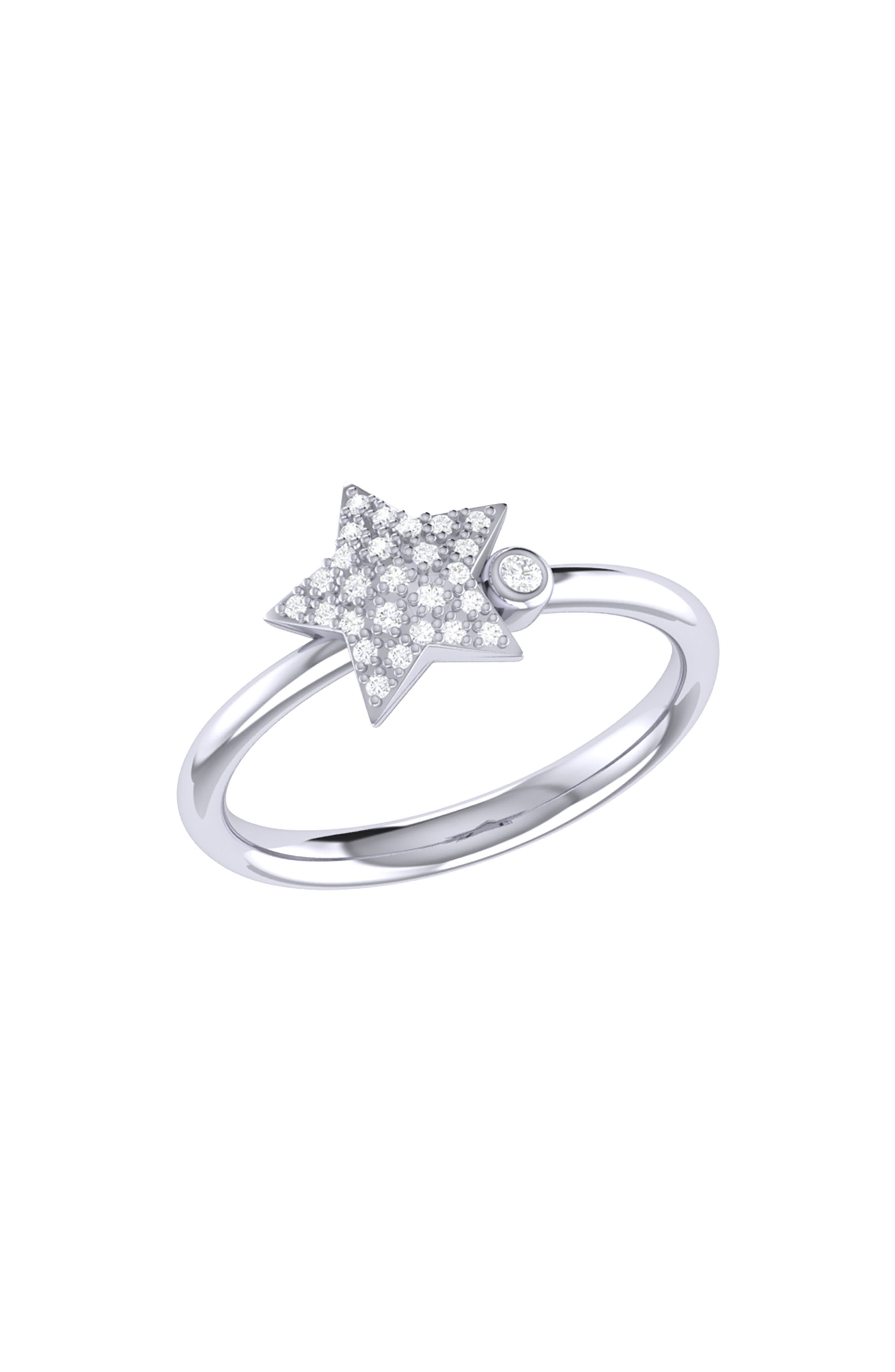 LuvMyJewelry Dreamer Dazzle Star Bezel Diamond Ring - 0.14ct.