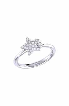 LuvMyJewelry Dreamer Dazzle Star Bezel Diamond Ring - 0.14ct.