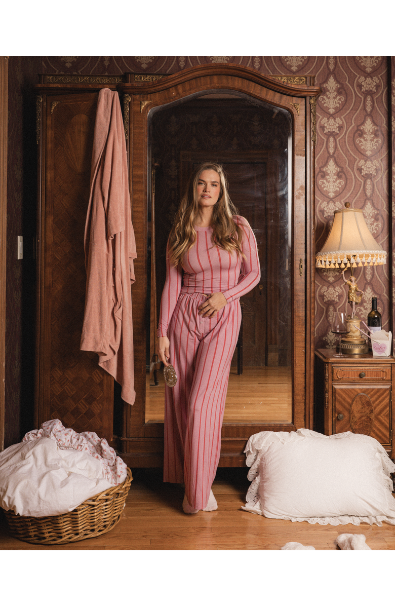 WeWoreWhat Sleep Boxer Pant, Alternate, color, Bblegum Pink Mt