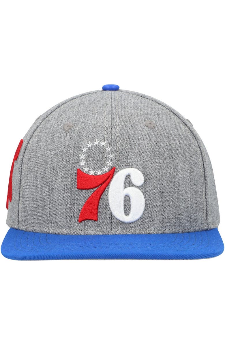 PRO STANDARD Men's Pro Standard Gray/Royal Philadelphia 76ers Classic Logo Two-Tone Snapback Hat, Alternate, color, Gray