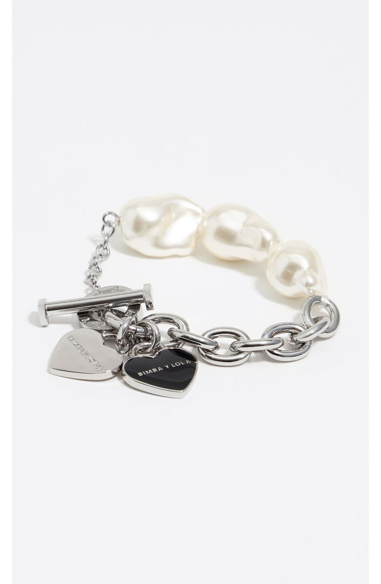 Bimba y Lola Chain Heart Logo Bracelet, Main, color, Silver
