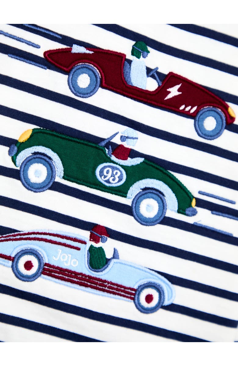 JOJO MAMAN BEBE Kids' Racer Appliqué Long Sleeve T-Shirt, Alternate, color, Ecru Racer